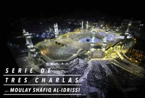 Cartel de la serie de tres charlas de Moulay Shafiq al-Idrissi sobre la Gran Mezquita de La Meca de noche