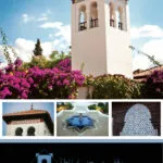 Portada del Calendario 2017 de la Fundación Mezquita de Granada con el alminar entre buganvillas