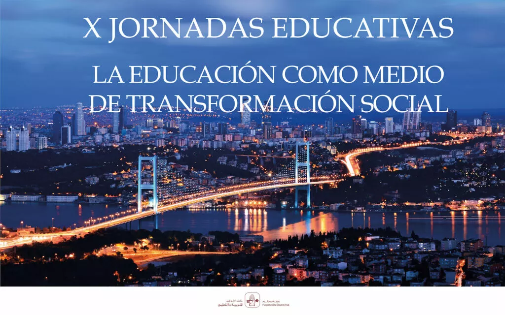 Cartel de las X Jornadas Educativas sobre la educación como transformación social con Estambul de noche