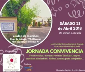 Cartel de la Jornada Convivencia del sábado 21 de abril de 2018 en la Ciudad de los Niños, Granada