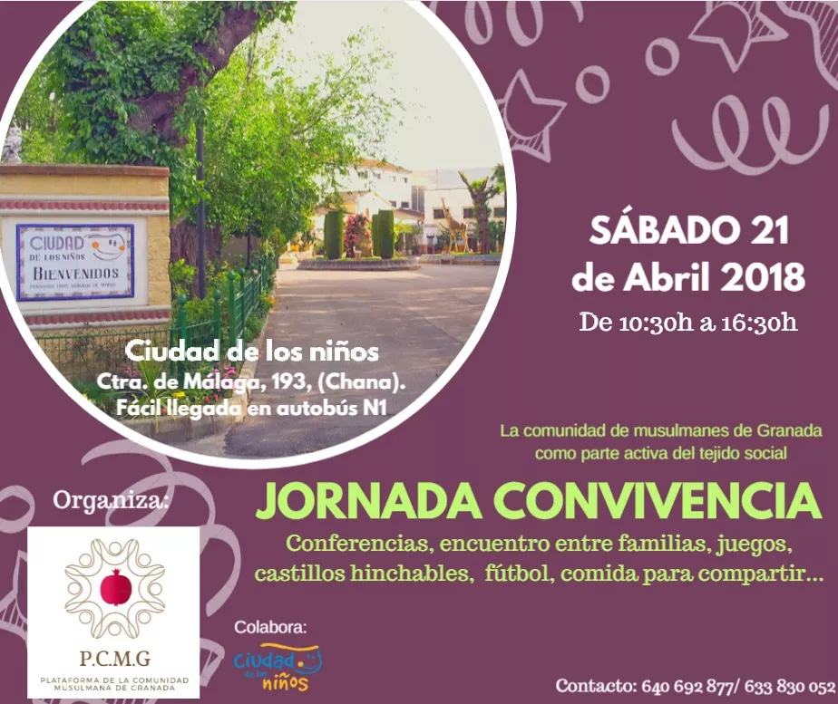 Cartel de la Jornada Convivencia del sábado 21 de abril de 2018 en la Ciudad de los Niños, Granada