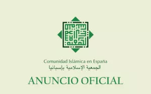 Anuncio oficial de la Comunidad Islámica en España con su sello caligráfico en verde